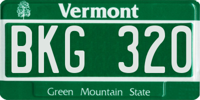 VT license plate BKG320