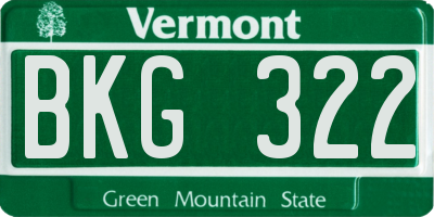 VT license plate BKG322