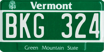 VT license plate BKG324