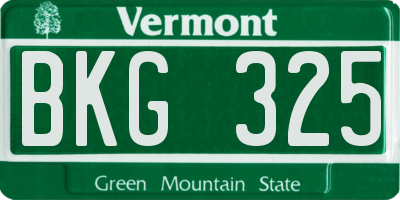 VT license plate BKG325