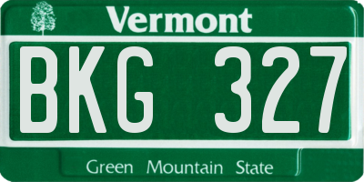 VT license plate BKG327
