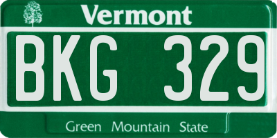 VT license plate BKG329