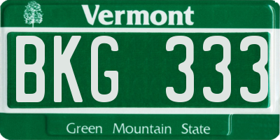 VT license plate BKG333