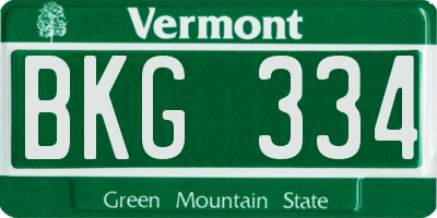 VT license plate BKG334