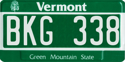 VT license plate BKG338