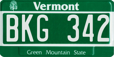 VT license plate BKG342