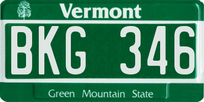 VT license plate BKG346