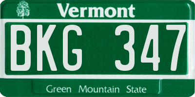VT license plate BKG347