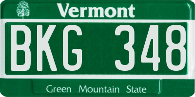 VT license plate BKG348