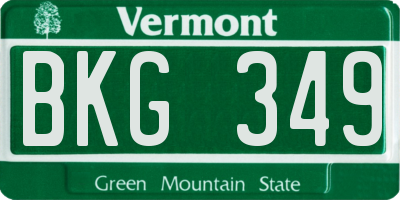 VT license plate BKG349