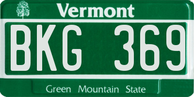 VT license plate BKG369