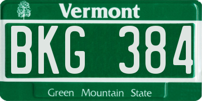 VT license plate BKG384
