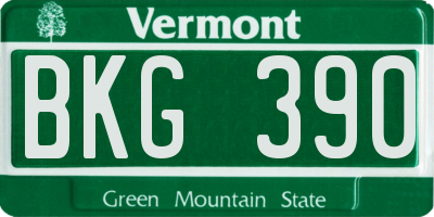 VT license plate BKG390