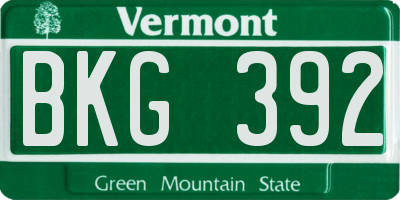 VT license plate BKG392