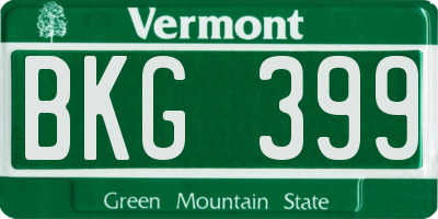 VT license plate BKG399