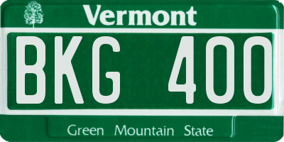 VT license plate BKG400