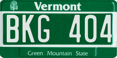 VT license plate BKG404