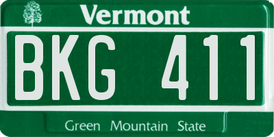 VT license plate BKG411