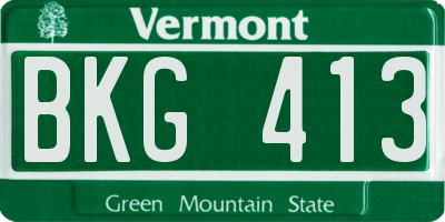 VT license plate BKG413