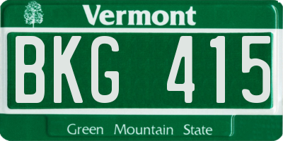 VT license plate BKG415