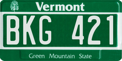 VT license plate BKG421