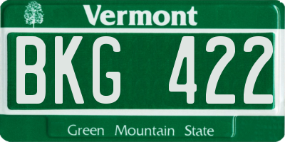 VT license plate BKG422
