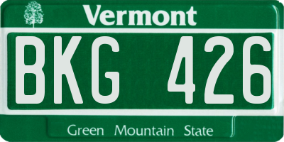 VT license plate BKG426