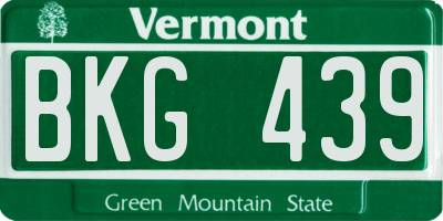 VT license plate BKG439