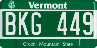 VT license plate BKG449