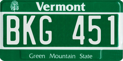 VT license plate BKG451
