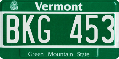VT license plate BKG453
