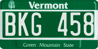 VT license plate BKG458