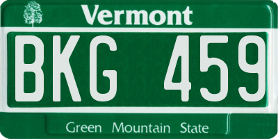 VT license plate BKG459