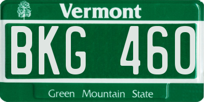 VT license plate BKG460