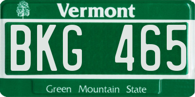 VT license plate BKG465