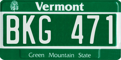 VT license plate BKG471
