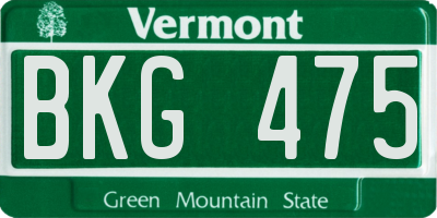 VT license plate BKG475