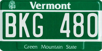 VT license plate BKG480