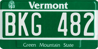 VT license plate BKG482