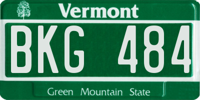 VT license plate BKG484