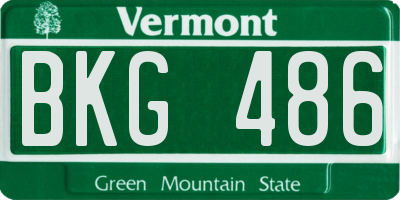 VT license plate BKG486