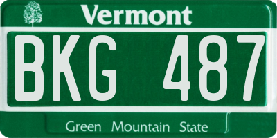 VT license plate BKG487