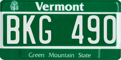 VT license plate BKG490