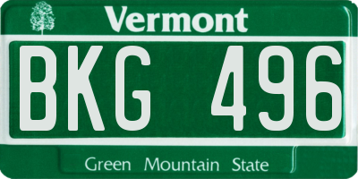 VT license plate BKG496