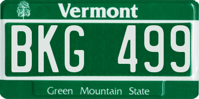 VT license plate BKG499
