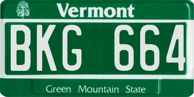 VT license plate BKG664