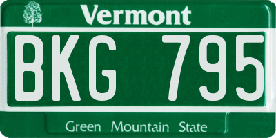 VT license plate BKG795