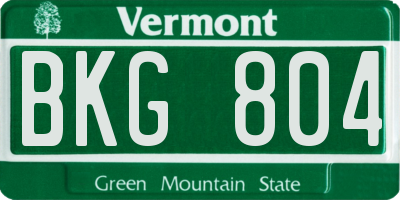 VT license plate BKG804