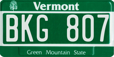 VT license plate BKG807