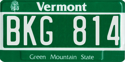 VT license plate BKG814